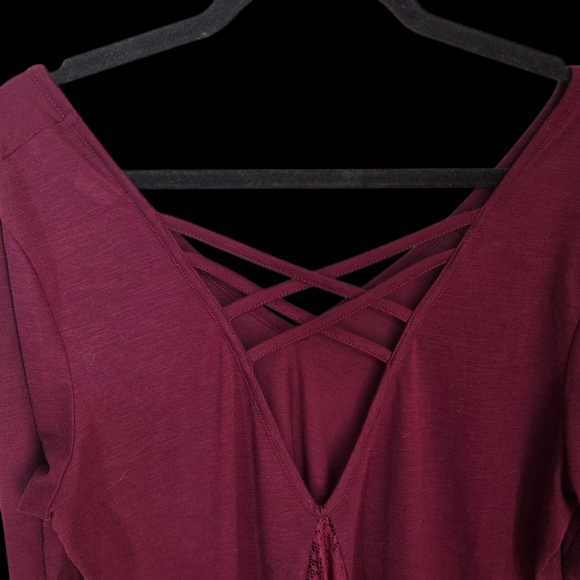 Torrid Red 3/4 Sleeve Backless Blouse Size 1 - Picture 5 of 6